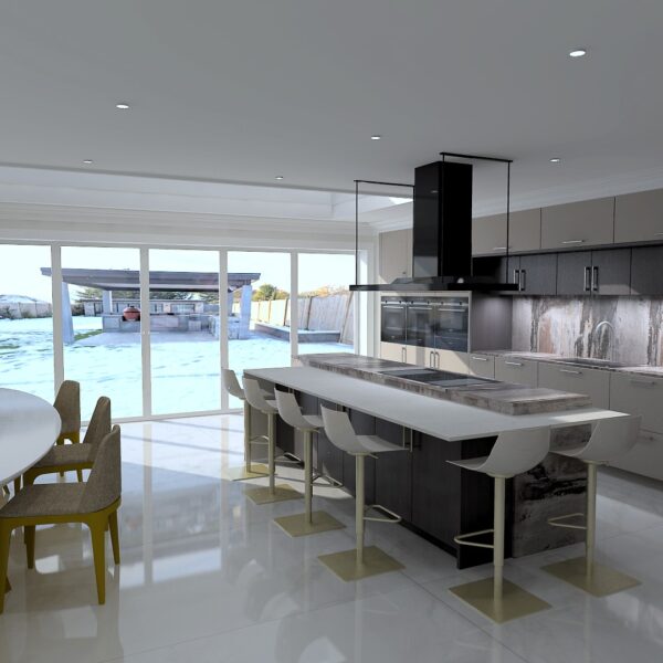 Island Oasis: A Modern Kitchen Design with an Inviting Seating Area