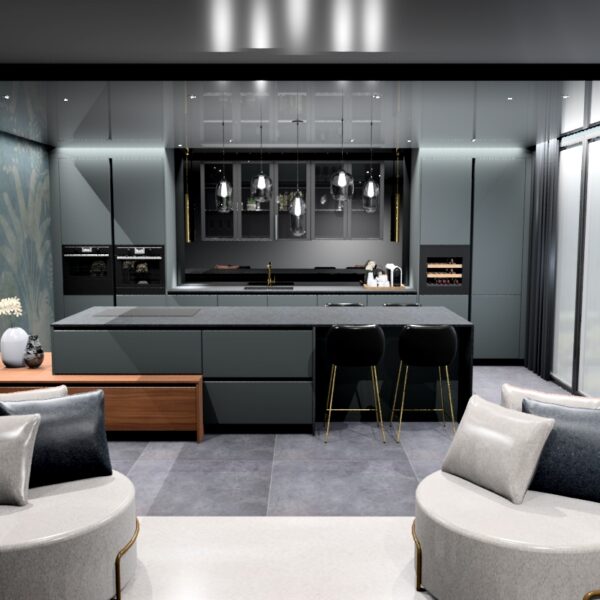 Dark Kitchen in penthouse